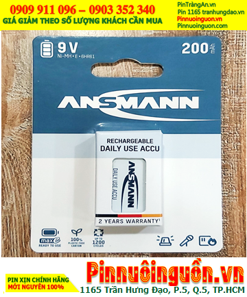 Ansman 9v Max E200mAh 6HR61; Pin sạc 9v 6HR61 Ansman 9v MaxE200mAh chính hãng (MẪU MỚI)