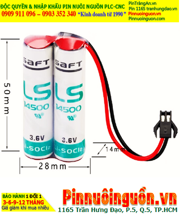 Saft 2LS14500 (2 viên ghép đôi); Pin nuôi nguồn PLC Saft LS14500 lithium 3.6v 5200mAh /Xuất xứ Pháp