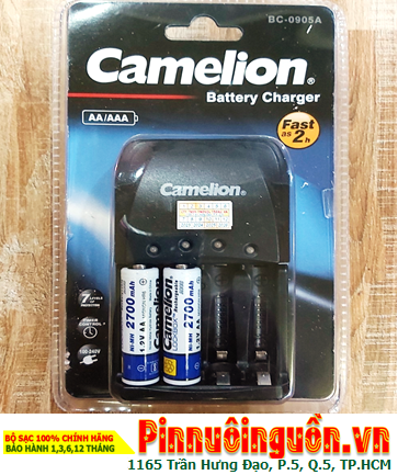 Camelion BC-0905A _Bộ sạc 2giờ BC-0905A kèm 2 pin sạc Camelion NH-AA2700LBP2 (AA2700mAh 1.2v)