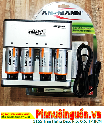 Ansman PhotoCam V, Bộ sạc  kèm sẳn  4 pin sạc D Camelion NH-D2500BP2 (D2500mAh 1.2v)