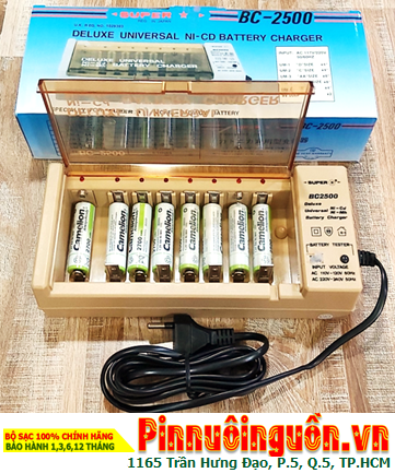 Super BC-2500, Bộ sạc 8viên Pin AA 1.2v -Kèm sẳn 8 Pin sạc Camelion NH-AA2700ARBP2 AlwaysReady (AA2700mAh)