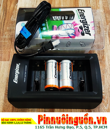 Energizer CHFC _Bộ sạc 4viên pin đại D 1.2v -Kèm sẳn 2 Pin sạc Camelion NH-D10000BP2 (D10.000mAh-1.2v)