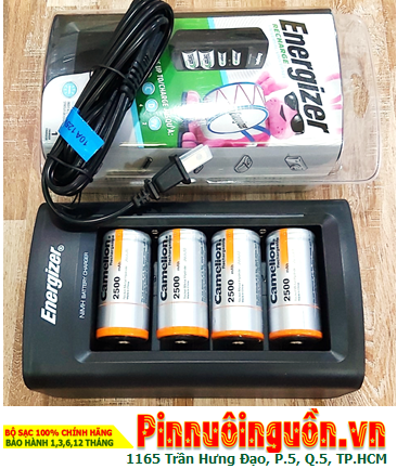 Energizer CHFC _Bộ sạc 4viên pin đại D 1.2v -Kèm sẳn 4 Pin sạc Camelion NH-D2500BP2 (D2500mAh-1.2v)