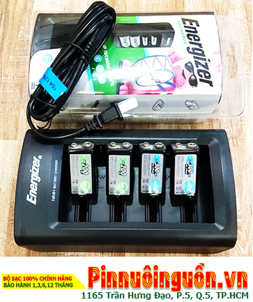 Energizer CHFC _Bộ sạc 2viên pin 9V, Kèm sẳn 4 Pin sạc Ansman MaxE E200 (9v-200mAh) Mignon chính hãng