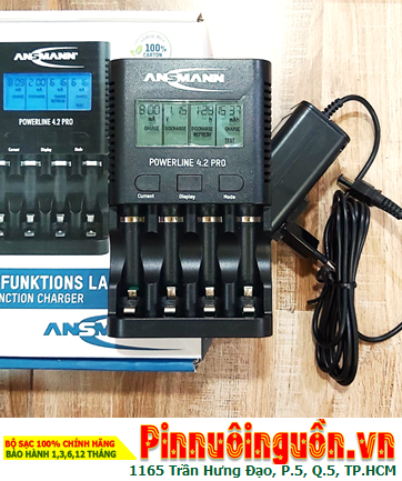 Ansman Powerline 4.2 Pro _Bộ sạc pin AA, AAA  có Màn hình LCD, Đo được dung lượng pin, Xả Pin _PHIÊN BẢN MỚI