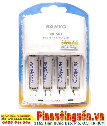 Bộ sạc pin AAA Sanyo NC-MQN06U kèm 4 pin sạc Eneloop BK-4MCCE/4BT (AAA750mAh 1.2v)