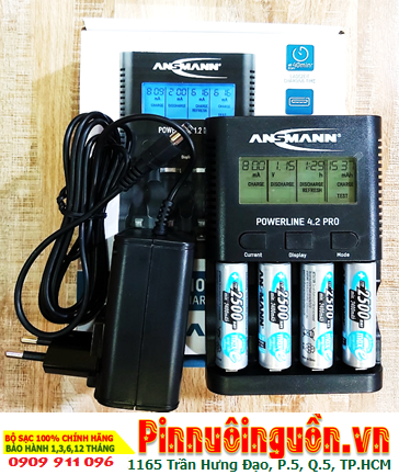 Ansman Powerline 4.2 Pro _Bộ sạc có chức năng XẢ PIN Kèm 4 pin sạc Ansman AA2500mAh 1.2v