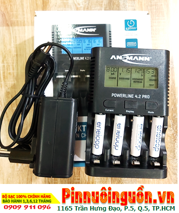 Ansman Powerline 4.2Pro _Bộ sạc có chức năng XẢ PIN  kèm 4 pin sạc Eneloop AAA800mAh 1.2v _Japan