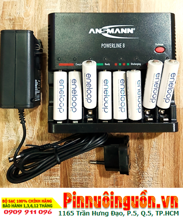 Ansman Powerline 8 _Bộ sạc có chức năng XẢ PIN Kèm 8 pin sạc Eneloop AA2000mAh 1.2v_Japan