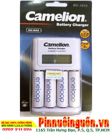 Bộ sạc có màn hình LCD Camelion BC-1012 _kèm 4 pin sạc Eneloop BK-3MCCE/4B (AA2000mAh 1.2v)