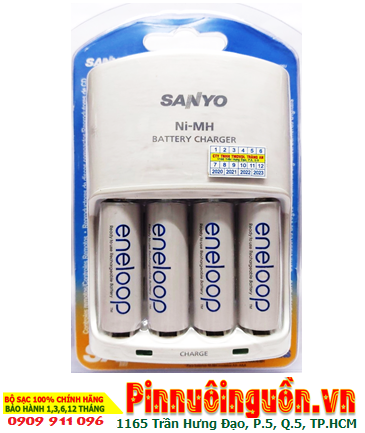 Bộ sạc pin Máy ảnh AA Sanyo NC-MQN06U _Kèm 4 pin sạc Eneloop BK-3MCCE/4BT (AA1900mAh)