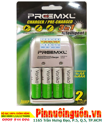 Preermxl FC001 _Bộ sạc pin máy ảnh AA Preermxl FC001 Kèm sẳn 04 pin sạc Voniko AA2700mAh 1.2v