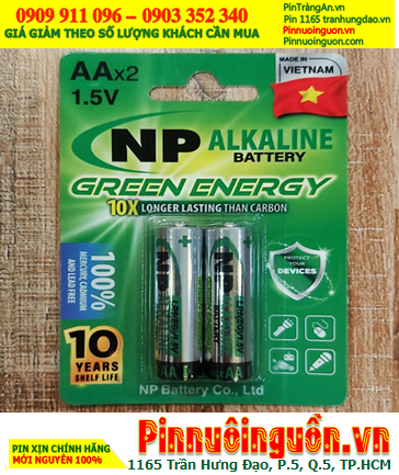 Pin NP LR6EG(2B), Pin tiểu AA 1.5v alkaline LR6EG(2B) Green Energy chính hãng (Loại vỉ 2 viên)