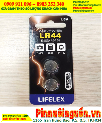 LIFELEX LR44, Pin 1.5v Alkaline LIFELEX LR44 (A76, AG13) Nội địa Nhật /Vỉ 2viên