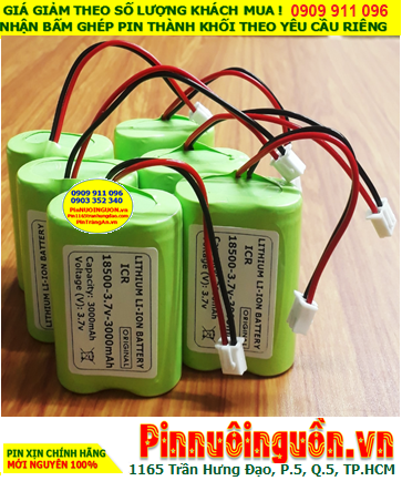 Pin ICR18500-3.7V-3000mAh, Pin sạc Lithium Li-ion ICR18500-3.7V-3000mAh (Dây zắc cắm)