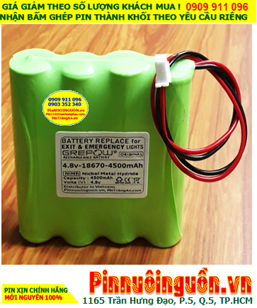 Pin đèn Exit thoát hiểm 4.8v-18670-4500mAh; Pin đèn sự cố khẩn cấp 4.8v-18670-4500mAh chính hãng