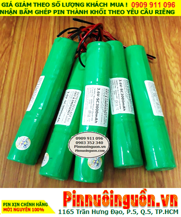 Pin đèn Exit thoát hiểm 3.6v-SC3000mAh, Pin đèn sự cố khẩn cấp 3.6v SC3000mAh, Pin Sạc 3.6v SC3000mAh