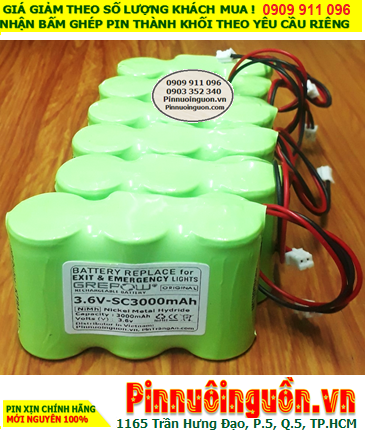 Pin đèn Exit thoát hiểm 3.6v SC3000mAh, Pin đèn sự cố khẩn cấp 3.6v SC3000mAh, Pin Sạc 3.6v SC3000mAh