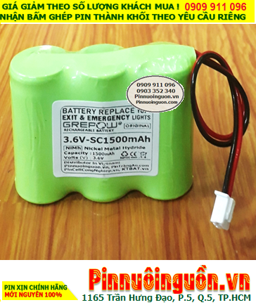 Pin đèn Exit thoát hiểm 3.6V-SC1500mAh, Pin đèn Sự cố khẩn cấp 3.6V-SC1500mAh, Pin 3.6V-SC1500mAh