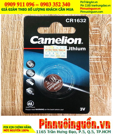 Camelion CR1632; Pin đồng xu 3v lithium Camelion CR1632 (16mmx3.2mm) chính hãng (Loại Vỉ 1viên)