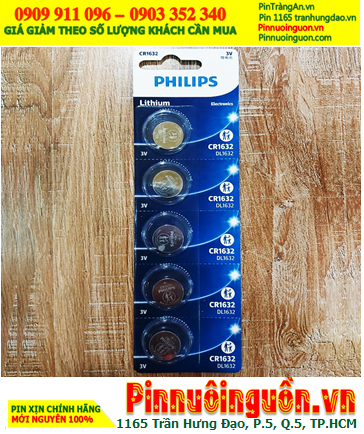 COMBO mua 01vỉ=5viên Pin 3v lithium Philips CR1632 chính hãng _Giá chỉ 98.000/ vỉ 5viên