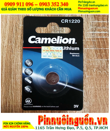 Camelion CR1220; Pin đồng xu 3v lithium Camelion CR1220 chính hãng /Loại vỉ 1viên