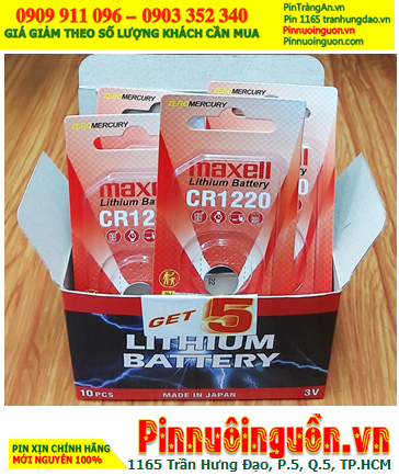 COMBO 01 HỘP (10vỉ) Pin 3v lithium Maxell CR1220 PRO (vỉ 1viên) _Giá chỉ 249.000/Hộp