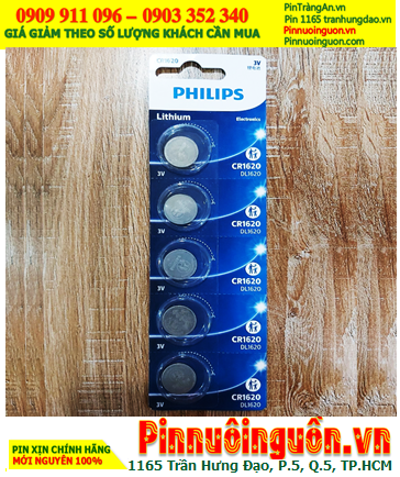 COMBO 01vỉ=5viên Pin 3v lithium Philips CR1620 chính hãng _Giá chỉ 98.000đ/ vỉ 5viên