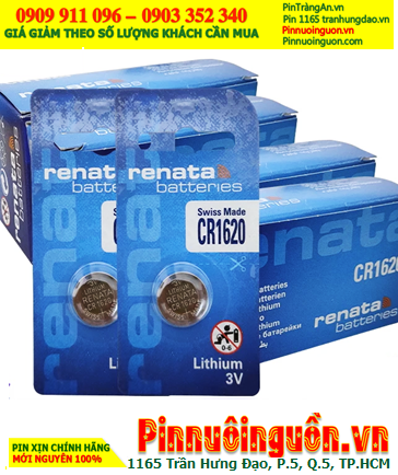 COMBO 1HỘP 10vỉ Pin Renata CR1620 lithium 3v (Thụy Sỹ) _Giá chỉ 369.000/Hộp