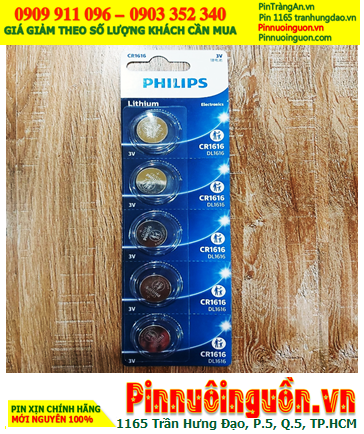 COMBO MUA 01vỉ=5viên Pin 3v lithium Philisp CR1616 chính hãng _Giá chỉ 98.000đ/ Vỉ 5viên