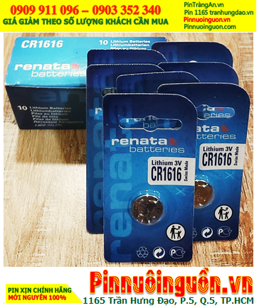 COMBO 1HỘP 10vỉ Pin Renata CR1616 Lithium 3.0v (Thụy sỹ) _Giá chỉ 369.000/HỘP