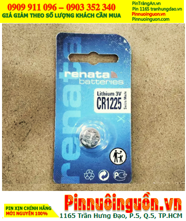 Renata CR1225; Pin 3v Lithium Renata CR1225 chính hãng, Xuất xứ Thụy Sỹ (Loại vỉ 1viên)