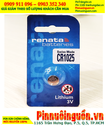 Renata CR1025, Pin 3v Lithium Renata CR1025 chính hãng, Xuất xứ Thụy Sỹ (Loại vỉ 1viên)