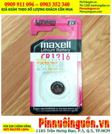 Maxell CR1216, Pin 3v Lithium Maxell CR1216 chính hãng, Cell in Japan (Loại Vỉ 1viên)