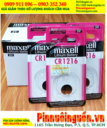 COMBO 01Hộp=10vỉ Pin 3v Lithium Maxell CR1216 chính hãng (Loại vỉ 1viên) _Giá chỉ 259.000/Hộp