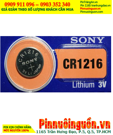 Sony CR1216; Pin 3v lithium Sony CR1216 chính hãng, Xuất xứ Indonesia