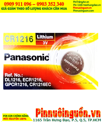 Panasonic CR1216; Pin 3v lithium Panasonic CR1216 chính hãng, Xuất xứ Indonesia