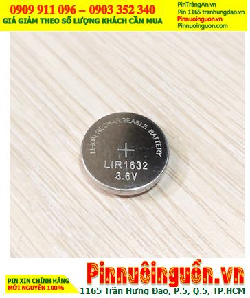 LIR1632 _Pin LIR1632, Pin sạc 3.6v Lithium Li-ion LIR1632 (25mAh, 16mmx3.2mm) chính hãng