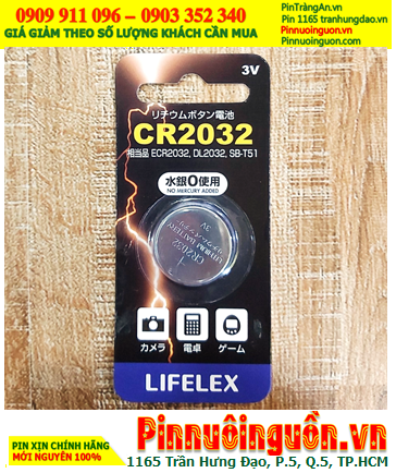 LIFELEX CR2032, Pin 3v lithium LIFELEX CR2032 thị trường Nội địa Nhật /Vỉ chữ Nhật |HẾT HÀNG