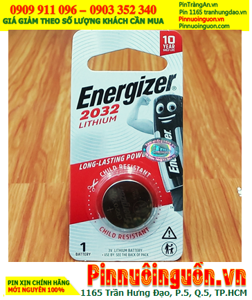 Pin Energizer CR2032; Pin 3v Lithium Energizer CR2032 ECR2032 chính hãng  (Loại Vỉ 1viên)