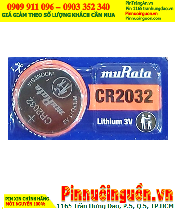 MuRata CR2032, Pin 3v lithium MuRata CR2032 (220mAh-3v) chính hãng _Xuất xứ Indonesia