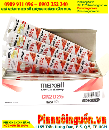 COMBO 1HỘP 20vỉ (100viên) Pin Maxell CR2025 lithium 3.0v chính hãng _Giá 779.000đ/ HỘP 100viên