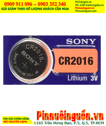 Sony CR2016; Pin 3v Lithium Sony CR2016 chính hãng, Xuất xứ Indonesia