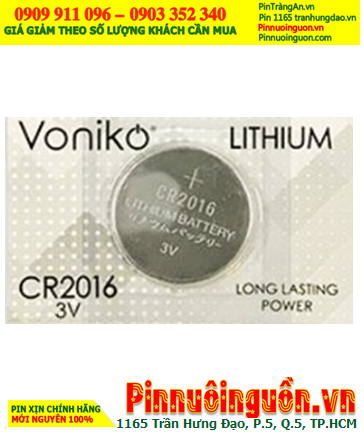 Voniko CR2016, Pin đồng xu 3v lithium Voniko CR2016 chính hãng