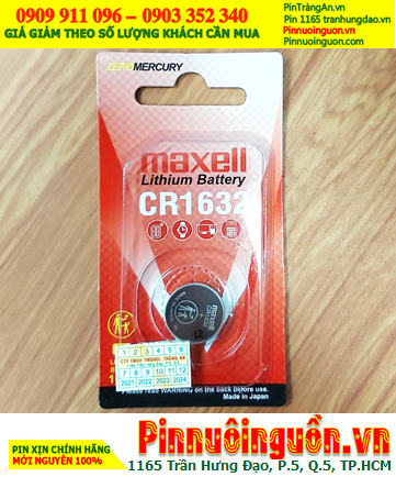 Maxell CR2016; Pin 3v lithium Maxell CR2016 1BS PRO Japan _Loại vỉ 1viên (MẪU MỚI)