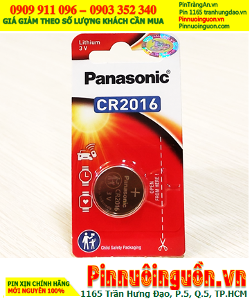 Panasonic CR2016; Pin 3v Lithium Panasonic CR2016PT/1B, Vỉ 1viên