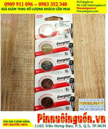 COMBO 01vỉ 5viên Pin Energizer ECR2016 lithium 3v chính hãng _Giá chỉ 58.000/Vỉ 5viên