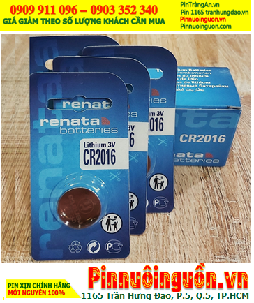 COMBO MUA 01 HỘP 10 vỉ Pin 3v lithium Renata CR2016 chính hãng _Giá chỉ 239.000/Hộp 10 vỉ