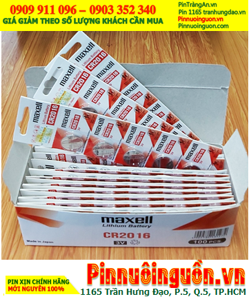 COMBO 1HỘP 20vỉ=100viên Pin Maxell CR2016 lithium 3v chính hãng _Giá chỉ 779.000đ/ HỘP 100viên