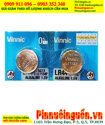 VINNIC L1154F; Pin cúc áo Alkaline 1.5v VINNIC L1154F, AG13, LR44, A76, V13GA